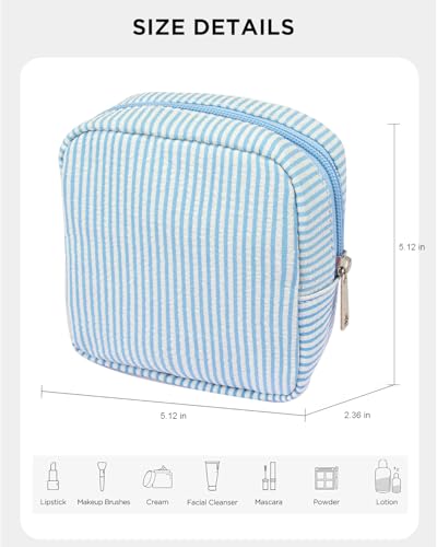 Small Makeup Bag, Mini Makeup Pouches for Purse Cute Cosmetics Bag Pouch with Slip-in Pockets Small Travel Toiletry Bag Makeup Storage Bag Lipstick Organizer Purse Essentials - color: 0-Mini Blue