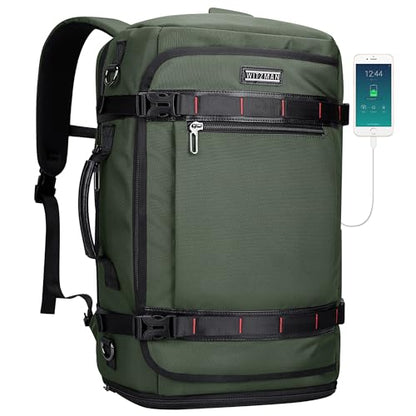 WITZMAN Travel Backpack for Men 35L Carry-on Laptop Backpack Luggage Fit 16 inch TSA Friendly Flight Approved with Shoe Compartment for Airplanes（B718 Army Green） - color: Army Green