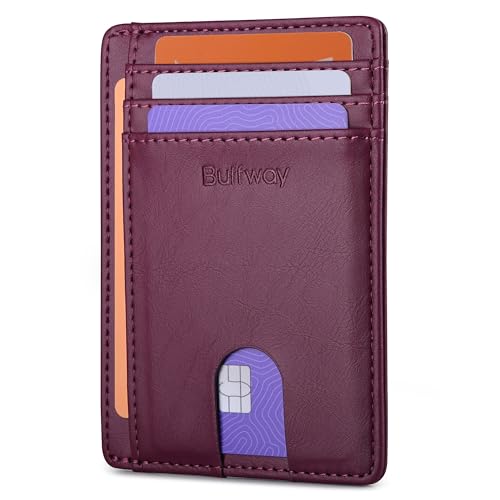 Buffway Slim Minimalist Front Pocket RFID Blocking Leather Wallets for Men and Women - Alaska Purple - color: Alaska Purple
