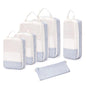 Narwey 6 Set Compression Packing Cubes for Travel Women Men, Travel Cubes for Carry On Suitcase, Durable Compression Luggage Organizer Bags - color: ZY-Greyish Blue Stripe