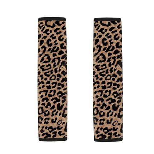 Brown Leopard Print Car Seat Belt Cover Easy to Install 2 Pack Safety Belt Cover Anti-Slip Shoulder Strap Protects Universal Auto Seat Straps for Vehicle, Truck, SUV - color: Brown Leopard Print