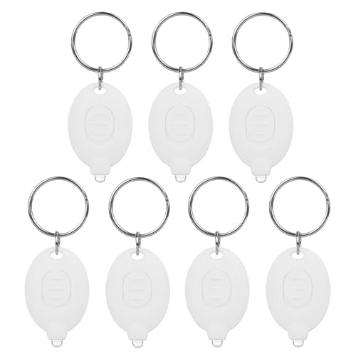 7 Pcs LED Keychain Flashlight Mini Keychain Light Bright Tiny Flashlight Small Portable Flashlight Battery Powered with Key Ring for Outdoor Activities and Emergency Lighting, White Shells - color: White, size: 7 PCS