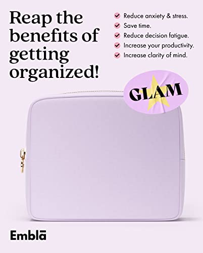 Embla Large Makeup Bag and Waterproof Nylon Travel Toiletry Bag, Large Capacity Cosmetic Zipper Pouch, Lavender - color: Lilac, size: Large