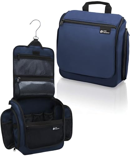 D&D Wanderlust D&D Hanging Travel Toiletry Bag for Men and Women – Cosmetics, Makeup and Toiletries Organizer Kit with 10 Compartments - color: Oxford Blue