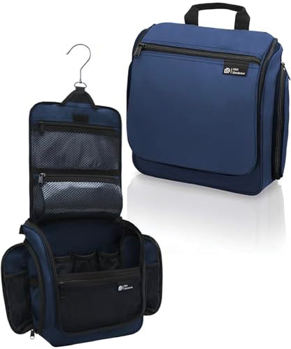 D&D Wanderlust D&D Hanging Travel Toiletry Bag for Men and Women – Cosmetics, Makeup and Toiletries Organizer Kit with 10 Compartments - color: Oxford Blue
