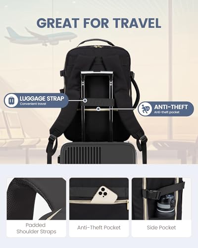 LOVEVOOK 40L Travel Backpack Flight Approved Carry on Backpack,3 Packing Cubes,Waterproof Personal Item Travel Bag,TSA Carry on Luggage Suitcase Travel Essentials,Gifts for Women & Men,fits 17" Laptop - color: Black-grey, size: Large-40L-4Pcs