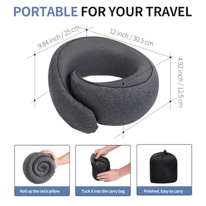 Neck Pillow Airplane, 360º Ergonomic Design Premium Memory Foam Travel Pillows for Airplane, Car & Office