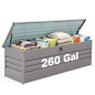 260 Gallon Metal Outdoor Deck Box, Waterproof Extra Large Patio Storage Box with Lockable Lid for Cushions, Pool Accessories, Garden Tools (Light Gray)