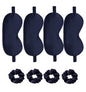 Satin Eye Mask 8Pcs Silk Sleep Masks Silky Blindfold Eyeshade Blackout Eyes Cover Scrunchies Hair Ties Travel Wedding Gifts - color: Navy