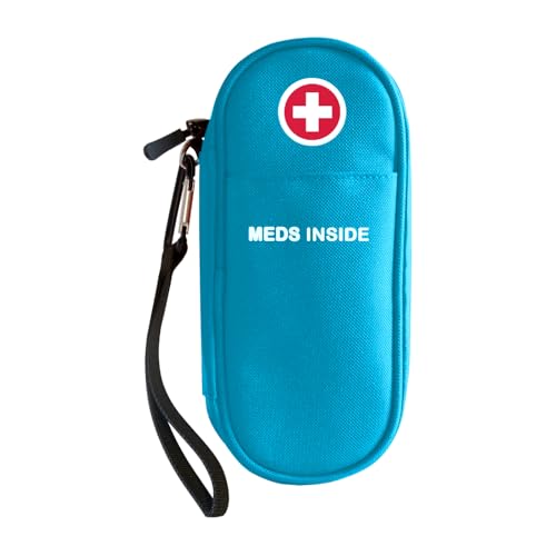 EpiPen Carry Case Insulated, Travel Medical Bag with YKK Zipper, Hold 2 Epi Pens or Auvi-Q, Anti-Histamine, Asthma Inhaler, Allergy Medicines, Emergency Medication Organizer Pouch, Blue - color: Blue