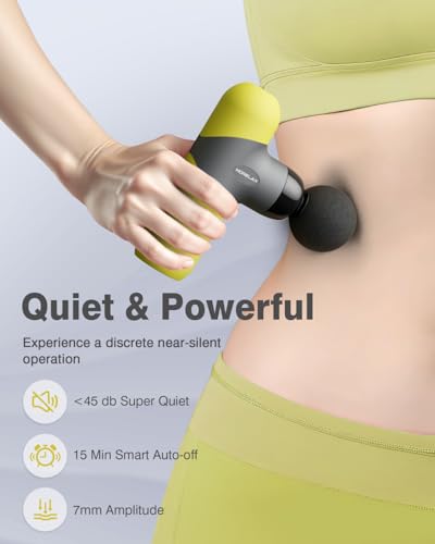 Morelax Mini Massage Gun Portable Deep Tissue Muscle Percussion Massager, Electric Handheld Sport Massager with 6 Massage Heads 4 Speed, Best Gift (Yellow) - color: Yellow