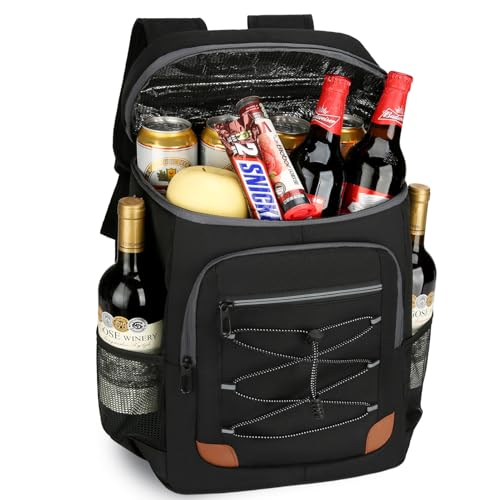 Backpack Cooler Insulated Leak Proof, Lightweight Soft Sided Cooler Backpack for Men Women, Waterproof Beach Cooler Bag Lunch Backpack for Camping Hiking Picnic Fishing Travel Outdoor - color: Black, size: 36 Cans