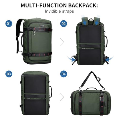 WITZMAN Travel Backpack for Men 35L Carry-on Laptop Backpack Luggage Fit 16 inch TSA Friendly Flight Approved with Shoe Compartment for Airplanes（B718 Army Green） - color: Army Green