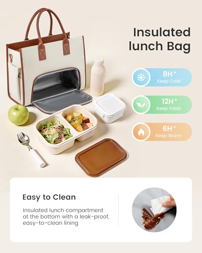 LOVEVOOK Work Tote Bag with Lunch Compartment with Giant Tumbler Holder,15.6 Inch Waterproof 3 in 1 Lunch Bag Women Men Laptop Bag Purse Tote with Padded Sleeve for Teacher,Nurse,College,Travel,Office - color: Emerald green - Venetian green - Dark patina