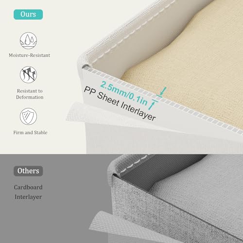Narrow Storage Bins, Small Fabric Organizer with Handles, Foldable Basket for Closet and Shelves, Toilet Paper Storage, 2 Pack, White, 15 x 6 x 5 In, XSNY19W-2 - color: White