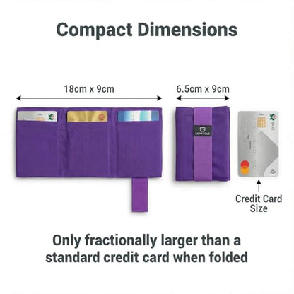 LIGHT FOLD Ultra Slim Tri-Fold Wallet with RFID Blocking, Lightweight Minimalist Men’s Wallet with Elastic Band, Waterproof Durable Nylon Fabric, Slim Front Pocket Card Holder Fits 12 Cards & Cash - color: 02 Purple