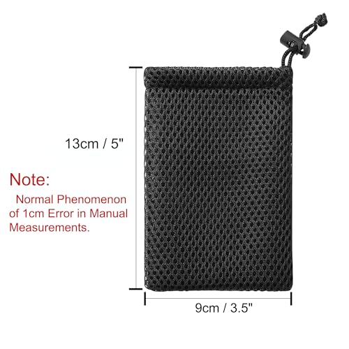 uxcell Nylon Mesh Drawstring Bag, 5 x 3.5 Inch Small Storage Pouch String Bags for Mini Stuff MP3 Charger Earphone Key, 3pcs Travel Kit Organizer for Lipstick Cosmetic Jewelry, Black
