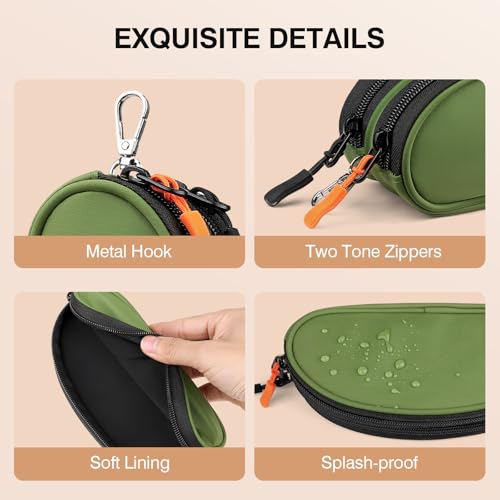 Marvolia Double Glasses Case Large Soft Eyeglass Case for Women Men Portable Zipper Sunglasses Pouch with Keychain Clip - color: Green