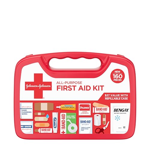 BAND-AID Brand All-Purpose Portable Compact First Aid Kit for Minor Cuts, Scrapes, Burns & Aches, Wound Care Essentials for Home, Car, Dorm, Travel, Cruise, Camping & Outdoor Emergency Kit, 160 Piece - size: 160 Piece