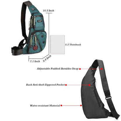 NICGID Sling Bag Chest Shoulder Backpack Crossbody Bags Casual Daypack for Men Women - color: Dark Green
