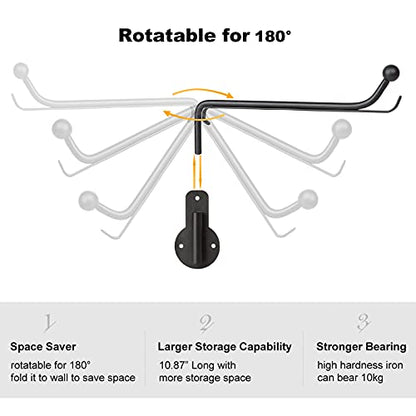 Mkono Wall Mounted Drying Rack Laundry Clothes Hanger with Swing Arm Space Saving Metal Hanging Valet Rod for Laundry Closet Organizer Bathroom Bedroom, 2 Pack, Black - color: Black