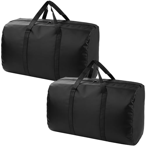 2 Pack 96L Extra Large Moving Bags with Zippers & Carrying Handles for Storage, Packing, Traveling, Camping, Langdry, Big Heavy Duty Moving Totes Bags for Clothes, Supplies and Space Saving Black - color: Black, size: Large - 2 Pack
