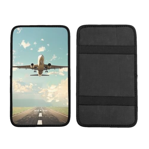 Airplane Printed Auto Center Console Cover, Universal Waterproof Car Armrest Box Pad, Car Interior Accessories,Car Armrest Seat Box Cover Protector for Most Vehicle SUV Truck Car