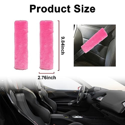 Ziciner 2 Packs Car Seatbelt Covers Shoulder Pad, Universal Soft Faux Sheepskin Shoulder Cover for Comfortable Driving, Fluffy Seat Belt Protector Help to Protect Your Neck and Shoulder (Pink) - color: Pink