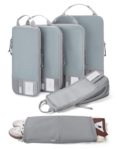 BAGSMART 6 Set /4 Set/2 Set Compression Packing Cubes for Travel, Lightweight Luggage Organizer Bags, Durable Space Saver Bags Travel Essentials - color: Storm Front Grey, size: Set of 6