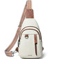 LATMAP 7L Sling Bag for Women Men Leather Small Sling Backpack Daypack Anti Theft Fanny Pack Crossbody Purse Travel - color: Regular Size-beige