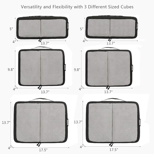 BAGAIL 6 Set Packing Cubes,Travel Luggage Packing Organizers - color: The Black, style: 6 Set