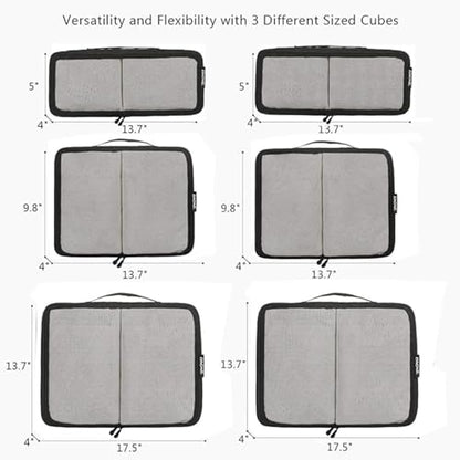 BAGAIL 6 Set Packing Cubes,Travel Luggage Packing Organizers - color: The Black, style: 6 Set