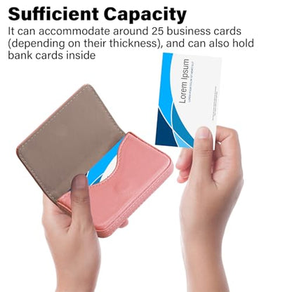 Business Credit Card Holders, Magnetic Sealing Anti Drop, PU Leather Debit Card Protector Organizer Case (Rose Pink) - color: Rose Pink