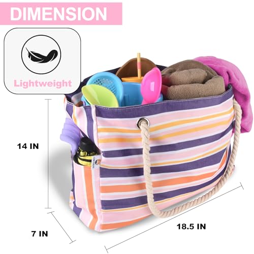 CaCTOUR Large Beach Bag Women,Beach Bags Waterproof Sandproof with Zipper Wet Pocket,Beach Tote Pool Bag for Swim Gym Travel - color: Pink