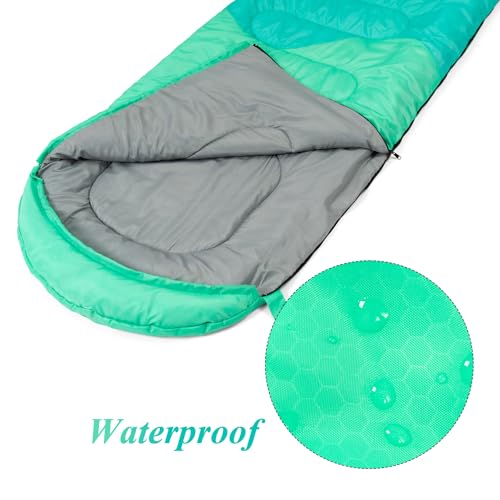 Sleeping Bag - 3 Seasons for Adults Kids Boys Girls Camping Hiking - Warm Cold Weather Lightweight Portable with Compression Bag for Backpacking in Spring, Summer, Fall and Winter - color: 4 lbs-Green