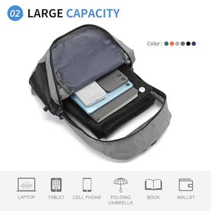 Hiking Daypack Packable, Camping Backpack Water Resistant Lightweight Polyester for Men Women Travel Outdoor - color: Gray
