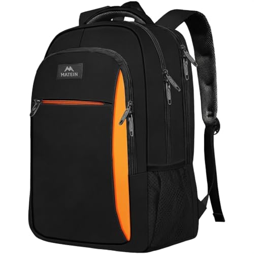 MATEIN Travel Laptop Backpack, Slim Sturdy College Laptops Backpack, Business Anti Theft Water Resistant Computer Bag Gift for Men & Women Fits 15.6 Inch Notebook - color: Black Orange, size: 15.6 Inch