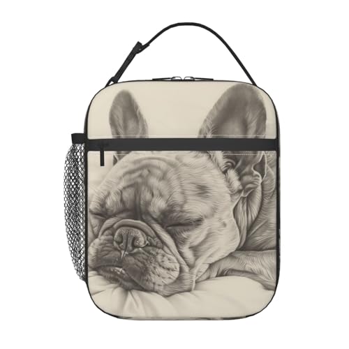 Cute French Bulldog Lunch Bag for Women Men Adults, Insulated Lunch Box for Work, Sports, Travel, Picnic, Hiking, Fishing, Dog Lovers Theme Lunchbox Gifts - color: French Bulldog