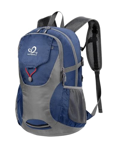WATERFLY Lightweight Packable Hiking Backpack: 30L Foldable Travel Daypack Ultralight Camping Day Pack for Woman Man - color: Blue