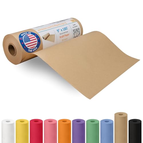 Brown Paper Roll 9" x 2160" (180 feet) - USA-Made Kraft Paper 30lb Thickness - Ideal for Wrapping, Packing, Moving, Shipping, and Arts & Crafts - 100% Recycled Natural Material by IDL Packaging - color: Brown, size: 9"x180' (#30 thick)