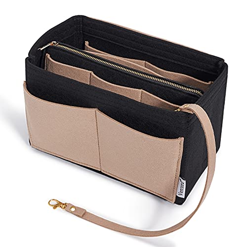 Vercord Felt Organizer Insert For Purse Handbag Tote Bag In Bag Inside Shaper Divider Neo Black & Beige Small - color: A Black & Beige, size: Small