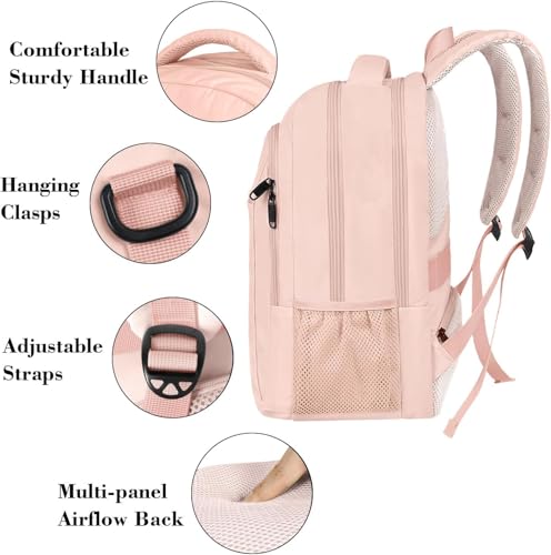 MATEIN 15.6 inch Laptop Backpack, Cute Slim Computer Travel Backpack, Carry On Casual Daypack Bag Gifts for Women Teacher Nurse, Pink - color: Pink, size: 15.6 Inch