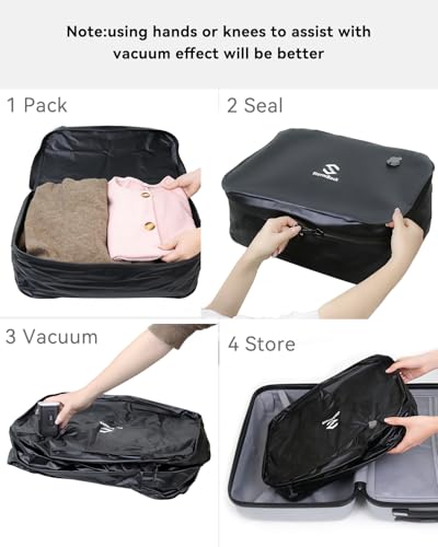 41L Travel Vacuum Bags with Pump, 180° Open,Compression Bags for Travel Luggage, Reusable IP67 Waterproof Vacuum Seal Packing Cubes for Carry On Suitcase and Backpack (1PC + Pump) - size: 1PC-PUMP