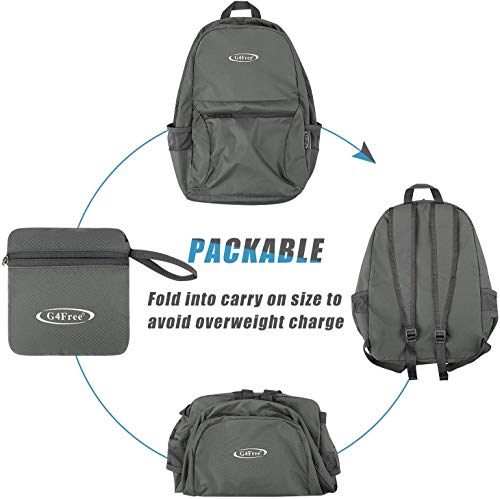 G4Free 20L Lightweight Packable Backpack Travel Hiking Daypack Foldable Backpack for Men Women - color: Grey Update