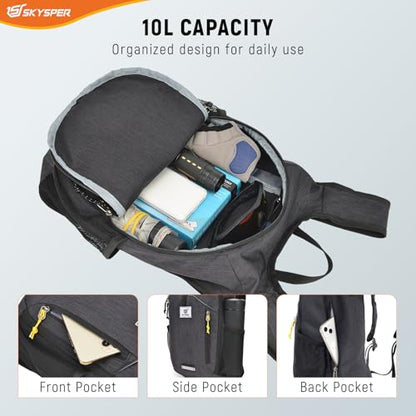 SKYSPER 10L Hiking Backpack Small Foldable Daypack Packable Lightweight Hiking Daypack Travel Day Pack for Women Men - color: Black