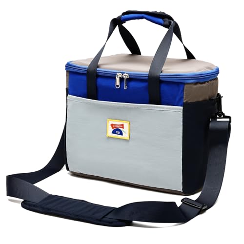 willikiva Insulated Lunch Bag Women Man Leakproof Soft Cooler Tote Bag Reusable LunchBox with Adjustable Shoulder Strap for Adults Work Travel(Grey Blue) - color: Grey Blue