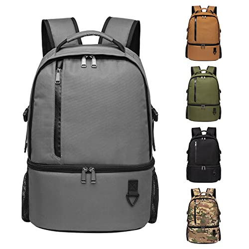 TUGUAN Insulated Cooler Backpack 38 Cans Double Deck Leakproof Lightweight Soft Lunch Backpack Small Cooler Bag Beach Picnic - color: 8901-gray