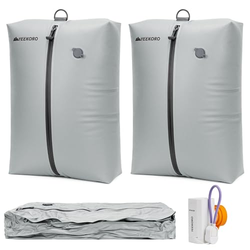 Upgraded Vacuum Bag for Travel, Professional IPX8 Waterproof Reusable Vacuum Compression Bags for Travel Suitcases, Durable Space Saver Bag - color: Upgraded Gray, size: 2 PC -With Pump