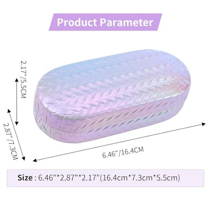 PERFECTSIGHT Sunglasses Case, Large Hard Shell Glasses Case, Cute PU Leather Protective Eyeglasses Case for Women Men - color: Gradient Purple+pink
