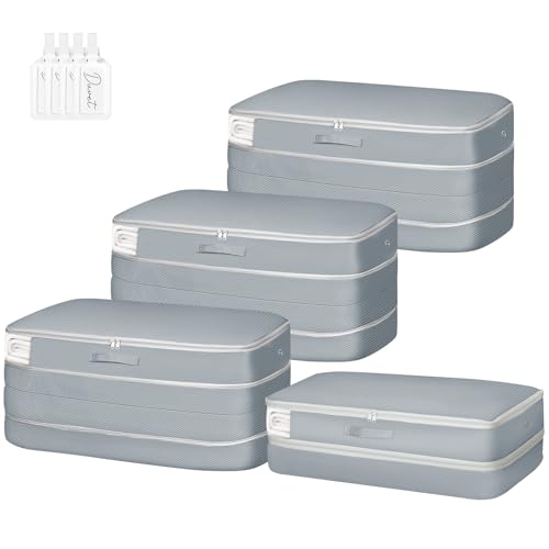 Comforter Storage Bag - Large Capacity Bedding Storage Bags Ultra Space Saving Self Compression Organizer, Washable Compression Bags for Storage Comforter Blanket Duvet Pillow, 4-Pack, Grey - color: Grey, size: 4 Packs